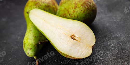Preview: Pears ripe juicy fruit sweet fresh gourmet food background on the table rustic food top view