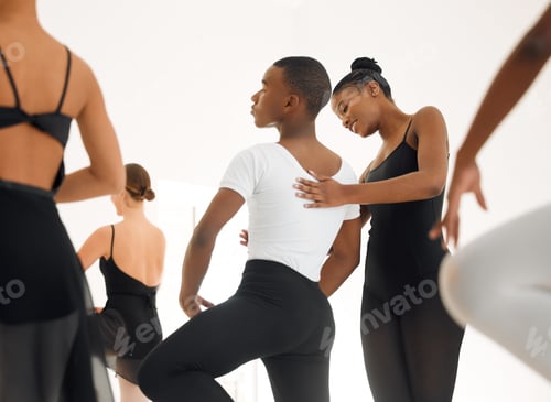 Preview: Shot of a group of ballet dancers practicing a routine in a dance studio
