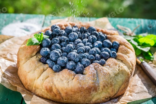 Preview: Delicious Blueberry Galette Sprinkled with Powdered Sugar