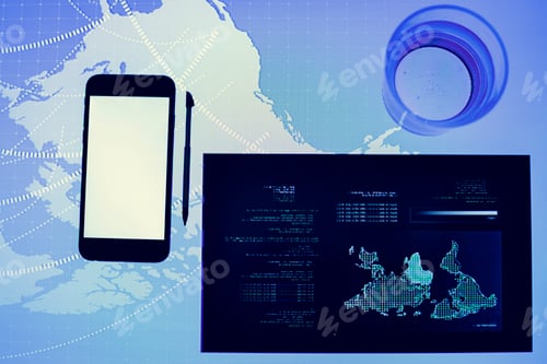 Preview: Smartphone on a cyber space table