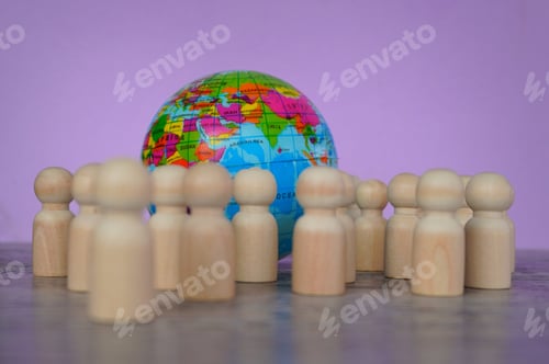Preview: Wooden dolls and earth globe.