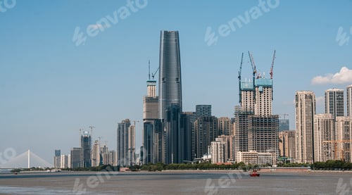 Preview: Modern skyscraper complex under construction along the Yangtze River in Wuhan, China