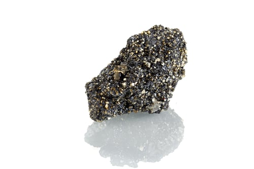 Preview: macro stone mineral Galena pyrite on a white background