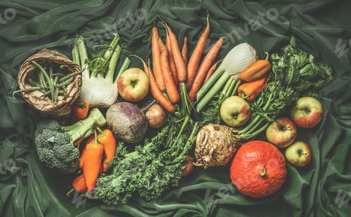 Preview: Various harvest vegetables from garden