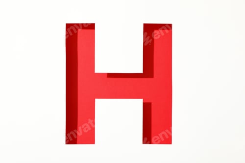 Preview: Color letter H on white background, space for text