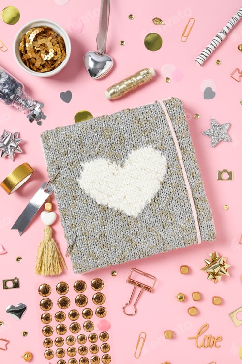 Preview: Concept of scrapbooking, scrapbooking for holiday, hobby concept, top view