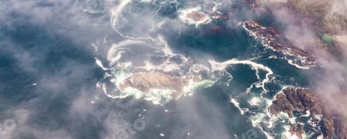 Preview: Ocean Coast aerial view from airplane. Tofino, Vancouver Island, BC, Canada