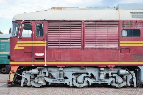 Preview: Cabin of modern Russian electric train. Side view of the head of railway train