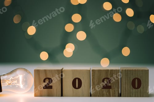 Preview: Planning and events, 2020 on wooden blocks