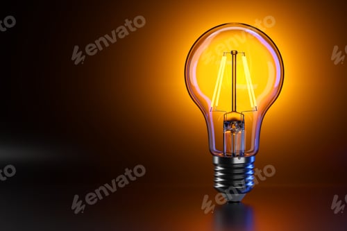 Preview: Glowing Light Bulb Against a Dark Orange Background
