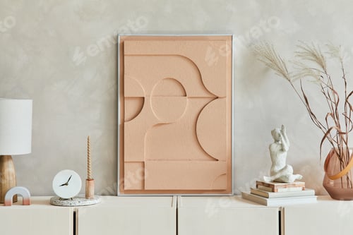 Preview: Creative composition of modern beige living room interior design