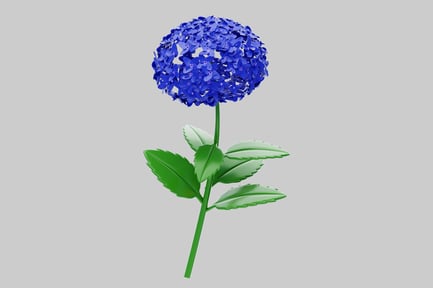 Preview: Blue flower with green stem and leaves