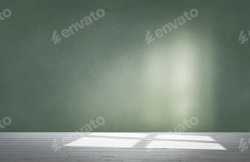 Preview: Green wall in an empty room with concrete floor