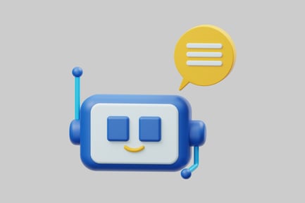 Vorschau: Blauer Chatbot mit gelber Sprechblase