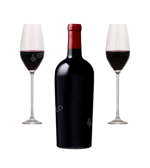 Preview: Glass of red wine and a bottle
