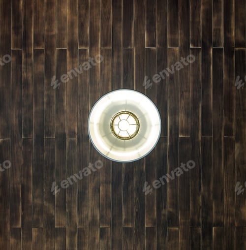 Preview: Dark wooden plank ceiling with hanging lamp