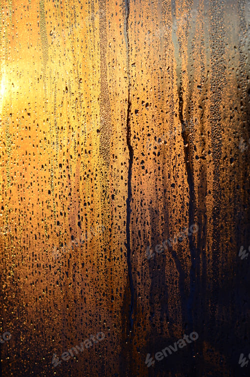 Preview: The texture of misted glass with a lot of drops and drips of condensation