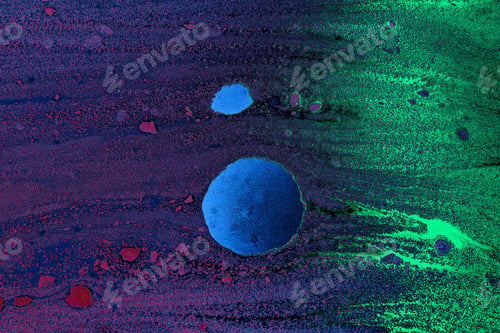Preview: Closeup shot of an abstract colorful painting done with the water marble technique