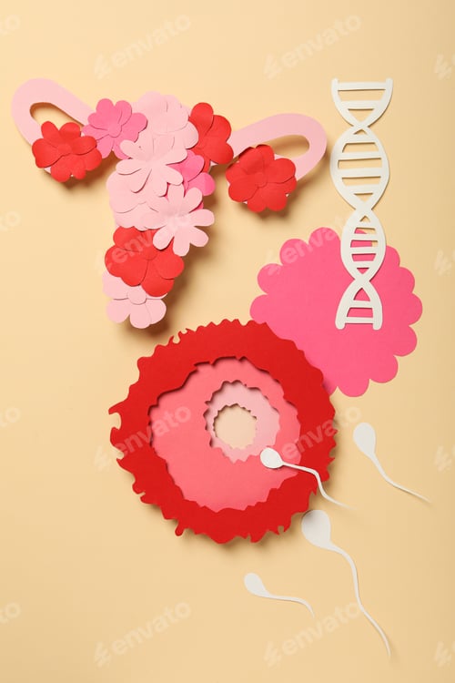 Preview: Papercut Representation of Reproduction With DNA and Flowers