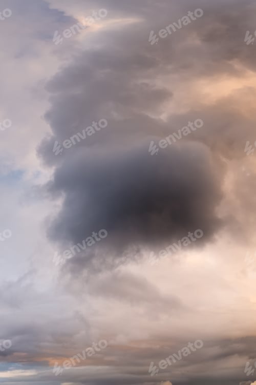 Preview: Dramatic Sunset Sky With Heavy Clouds Over Horizon, Moody Cloudscape At Dusk