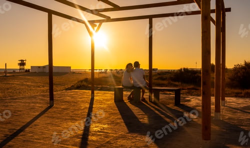 Preview: A couple in love on the Bateles beach in Conil de la Frontera, Cadiz