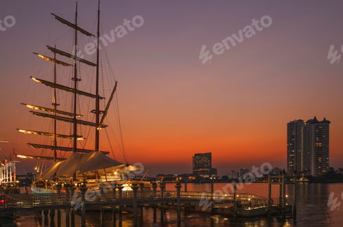 Preview: Beautiful twilight sky with a silhouette of a city