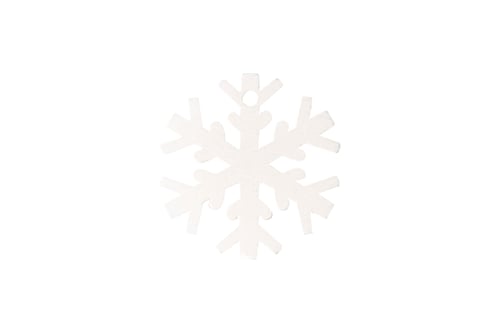 Preview: White wooden snowflake isolated on white background.