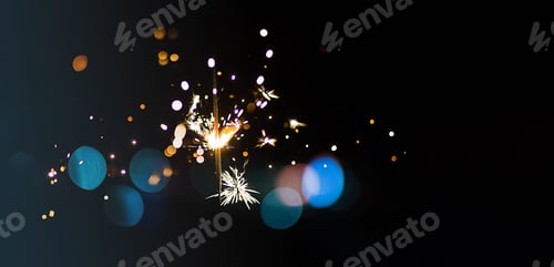 Preview: Burning sparkler, Happy New Year