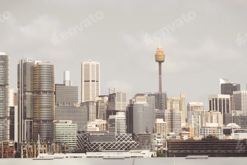 Preview: Beautiful scene of modern high buildings under the cloudy sky
