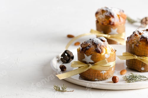 Preview: Panettone on white background.