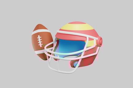 Preview: Cartoon football helmet and ball