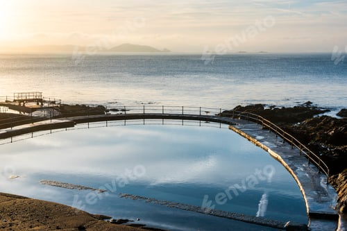 Preview: Guernsey Bathing Pools at sunrise, Channel Islands, United Kingdom