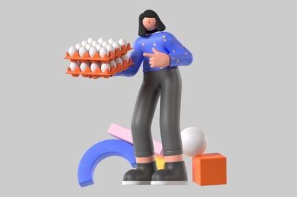Preview: Character with egg carton illustration