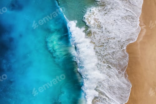 Preview: Coast as a background from top view. Turquoise water background from top view.