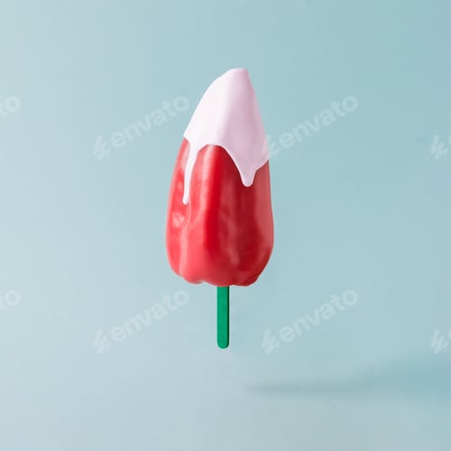 Preview: Red Pepper Popsicle with Pink Icing on Blue