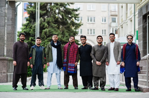 Preview: Group of pakistani man wearing traditional clothes salwar kameez or kurta.