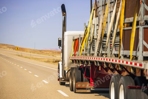 Preview: Semi Truck Trailer Oversize Cargo Secured with Lashing Straps