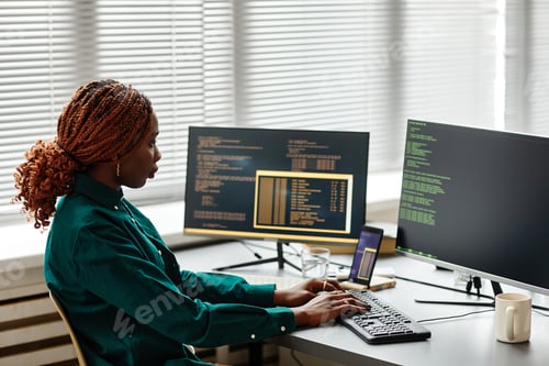 Preview: Young Black Woman Writing Code