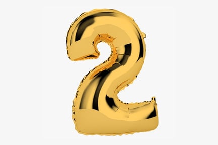 Preview: Golden Number Two Foil Balloon