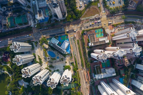 Preview: Tin Shui Wai, Hong Kong 04 October 2019: Top view of Hong Kong residential district