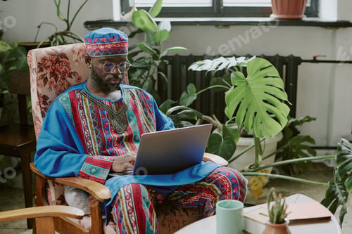 Preview: African American Man Working in Modern Office