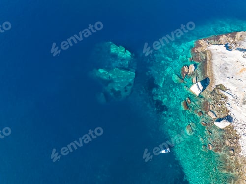Preview: Drone photograph in the field of sail rocks in Foca district of Izmir province. Yelkenkaya