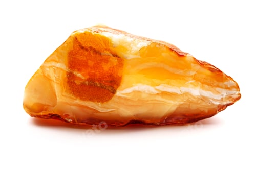 Preview: Natural amber. A piece of yellow opaque natural amber on white background