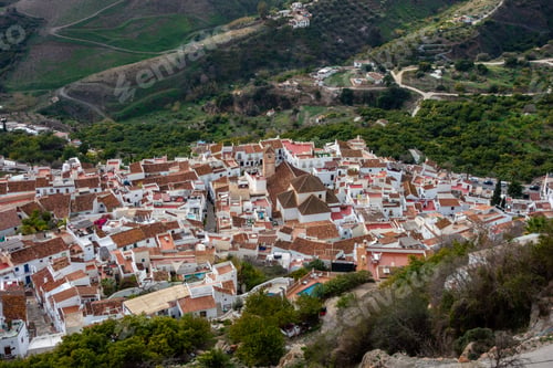Preview: Aerial view of Frigiliana, Spain, showcasing its scenic beauty from a mountaintop perspective