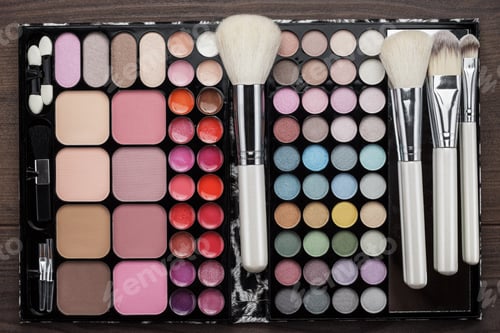 Preview: White Make-Up Brushes On Wooden Background