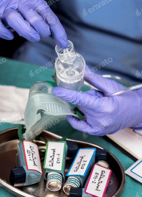 Preview: Nurse prepares oxygen mask in hospital, conceptual image