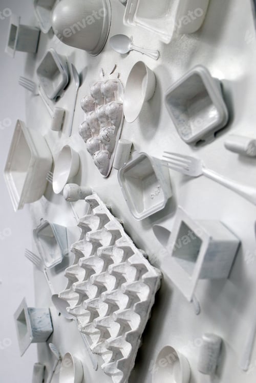 Preview: Monochromatic Assemblage of Recycled Materials. A Creative Texture for Arts and Crafts Projects.