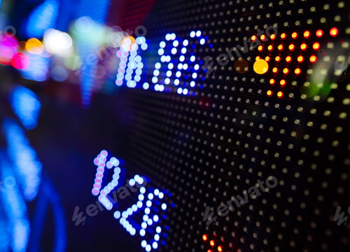 Preview: led display at night with stock infomation abstract