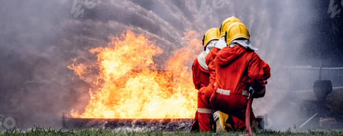 Preview: Firefighter Concept. Several firefighters go offensive for a fire attack.