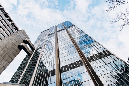 Preview: Modern beautiful skyscrapers on a beautiful sky background
